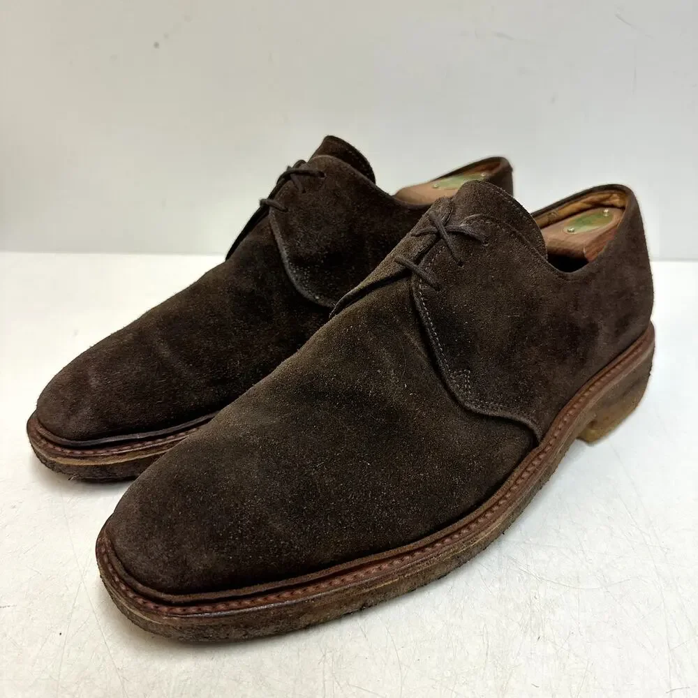 NEW HEELS Crockett & Jones Suede Plain Toe Derby Bench Made in England 10.5 D